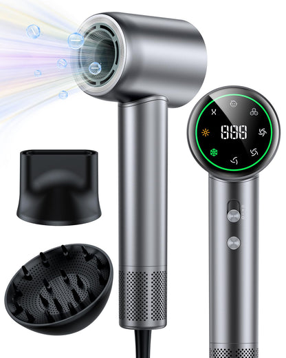 160000 RPM High Speed Hair Dryer200 Million Negative Ionic Blow Professional Dryer for Fast Drying Low Noise Thermo-Control Hair-Dryer-with-Diffuser and Nozzle