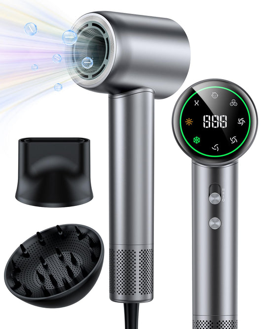 160000 RPM High Speed Hair Dryer200 Million Negative Ionic Blow Professional Dryer for Fast Drying Low Noise Thermo-Control Hair-Dryer-with-Diffuser and Nozzle
